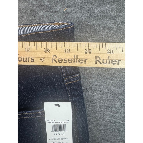 Volcom Mens Solver Modern Straight Stretch Denim Blue Jeans Dark Wash 38x32 NEW - Picture 6 of 10